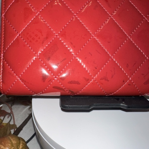 Chanel Raspberry Pink Quilted Patent Leather Double C’s Zip Around Wallet AS IS - Picture 7 of 11